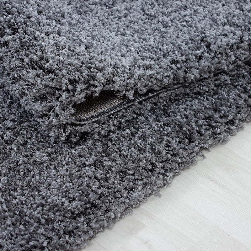 HomebyHome Teppich Rund Hochflor 120 cm Rund - Shaggy Runder Teppich Wohnzimmer Grau Extra Weich und