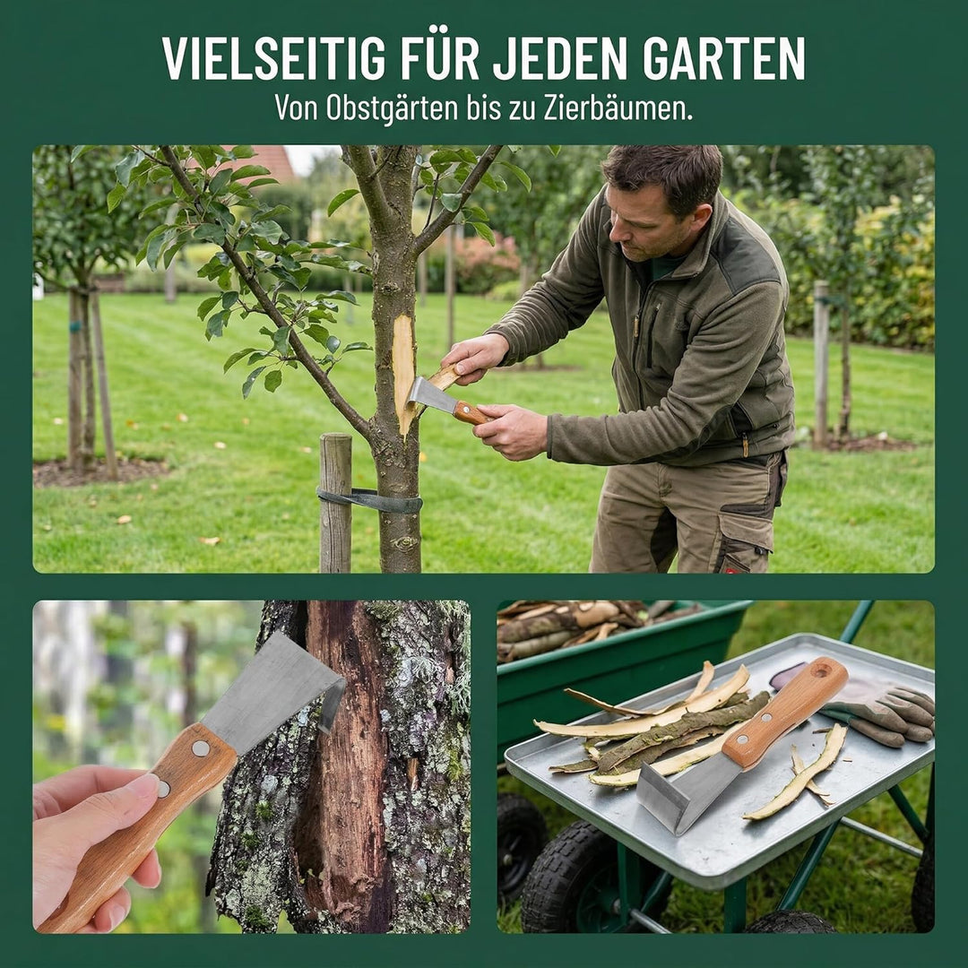 Toyvian Rindenschäler mit Holzgriff Manuelles Entrindungswerkzeug für Gartenbäume Rostfrei Langlebig