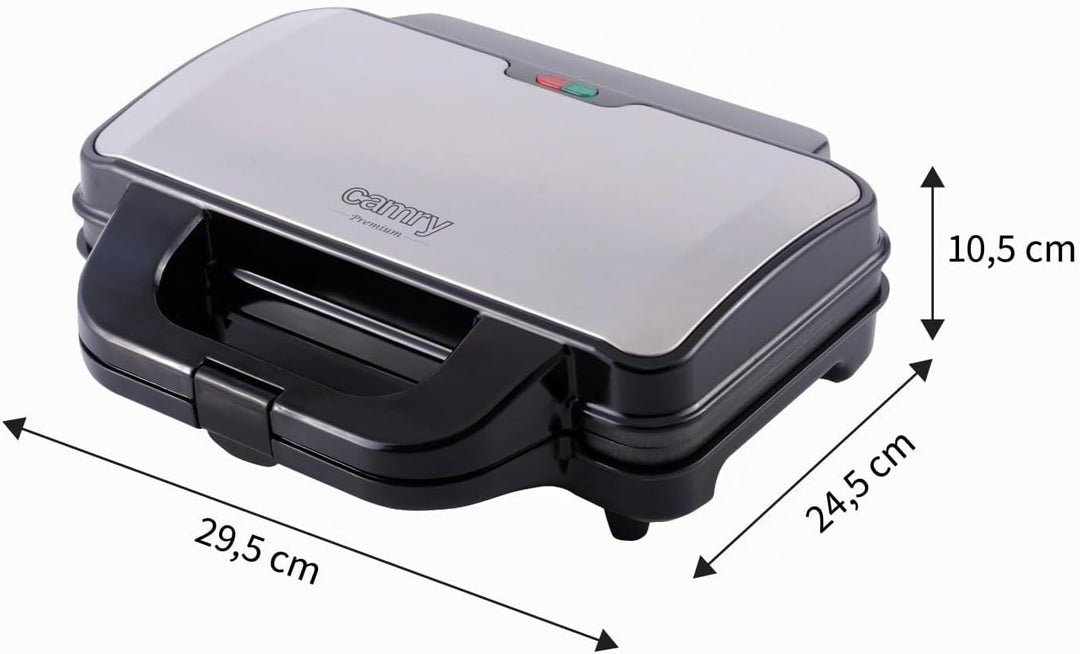CAMRY CR 3054 Sandwichmaker XL, Toaster, 1300 W, Grillplatte mit feuerfestem Griff, Kontaktgrill mit