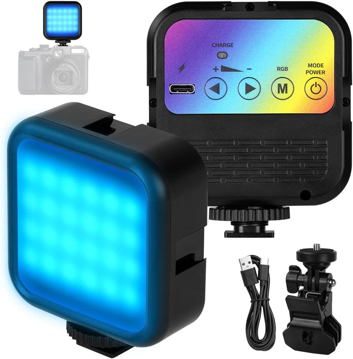AXFEE LED Videoleuchte, Video Licht Dimmbare 3000K-7000K, Kamera Licht mit Telefonclip und Cold Shoe