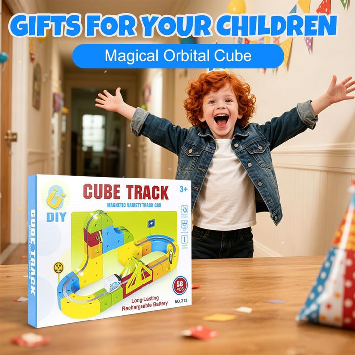 58PCS Clickrail Electric Train Set Flexible Race Track,Eisenbahn Elektrisch Cube Track Mit Magnetisc