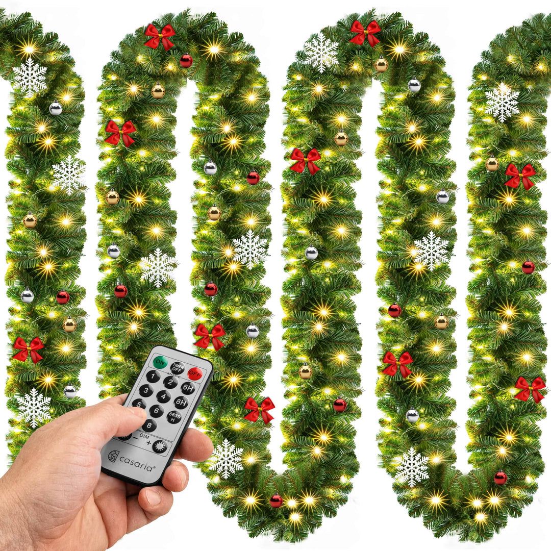 CASARIA® Weihnachtsgirlande Beleuchtet Deko Fernbedienung 2X 5m 80 LED Timer Dimmbar 7 Modi Aussen W