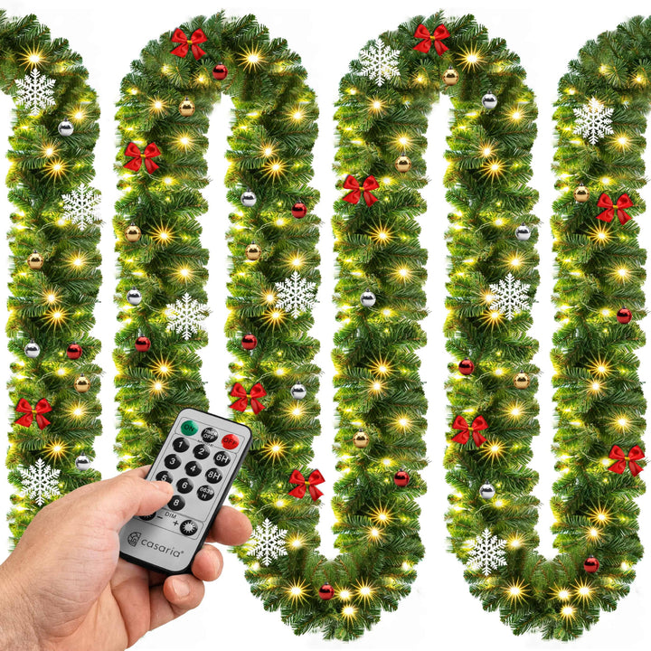 CASARIA® Weihnachtsgirlande Beleuchtet Deko Fernbedienung 2X 5m 80 LED Timer Dimmbar 7 Modi Aussen W