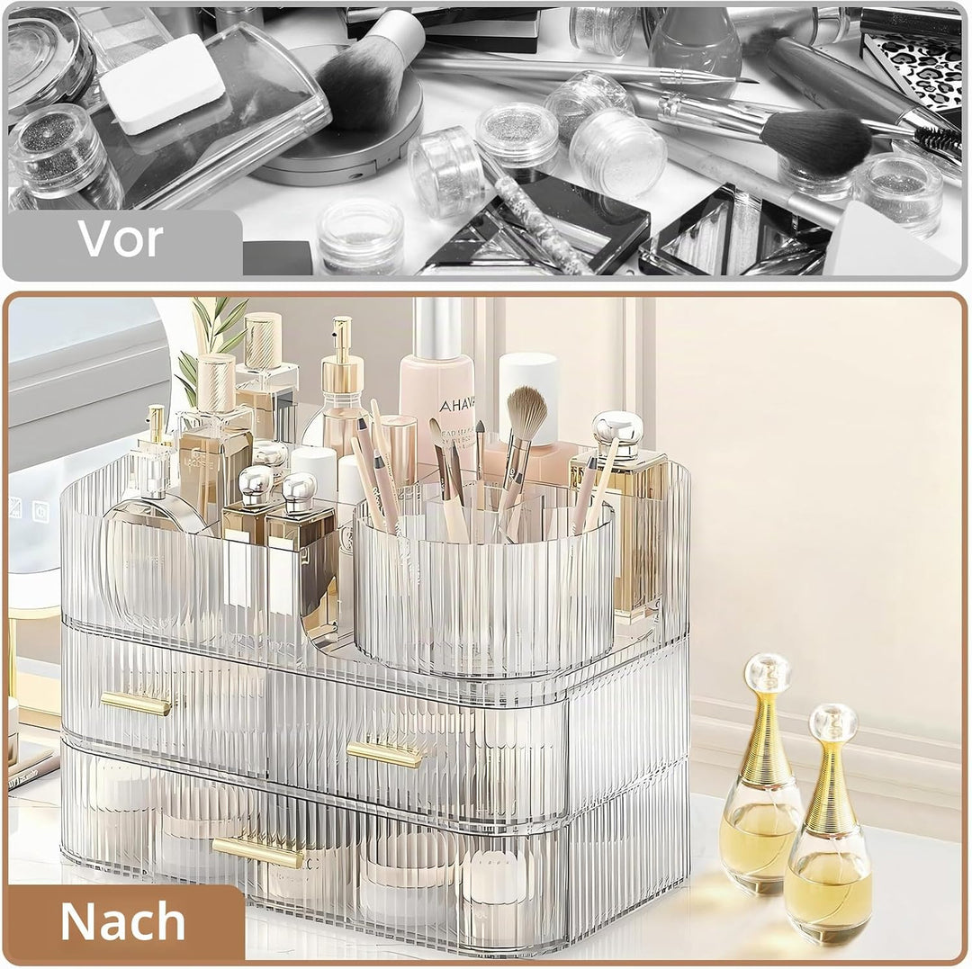 DASITON Make Up Kosmetik Organizer, 360° Drehbar Make Up Pinsel Organizer, Grosser Kosmetik Aufbewah