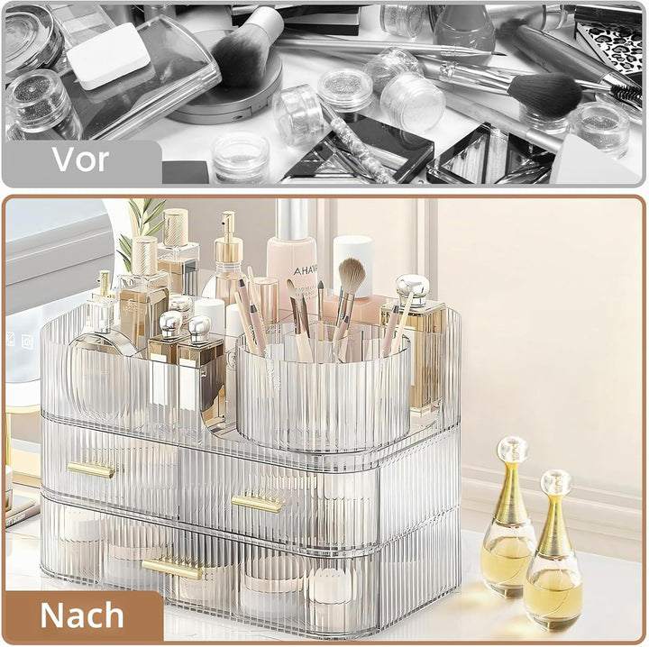 DASITON Make Up Kosmetik Organizer, 360° Drehbar Make Up Pinsel Organizer, Grosser Kosmetik Aufbewah