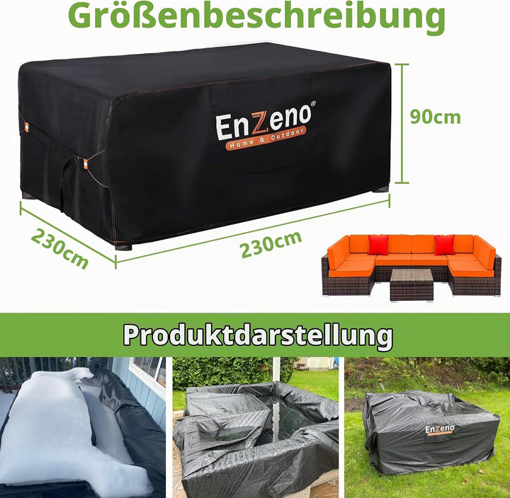 Enzeno Abdeckung Gartenmöbel Wasserdicht,230X230X90cm Gartenmöbel Abdeckplane,420D Oxford Gewebe Lou