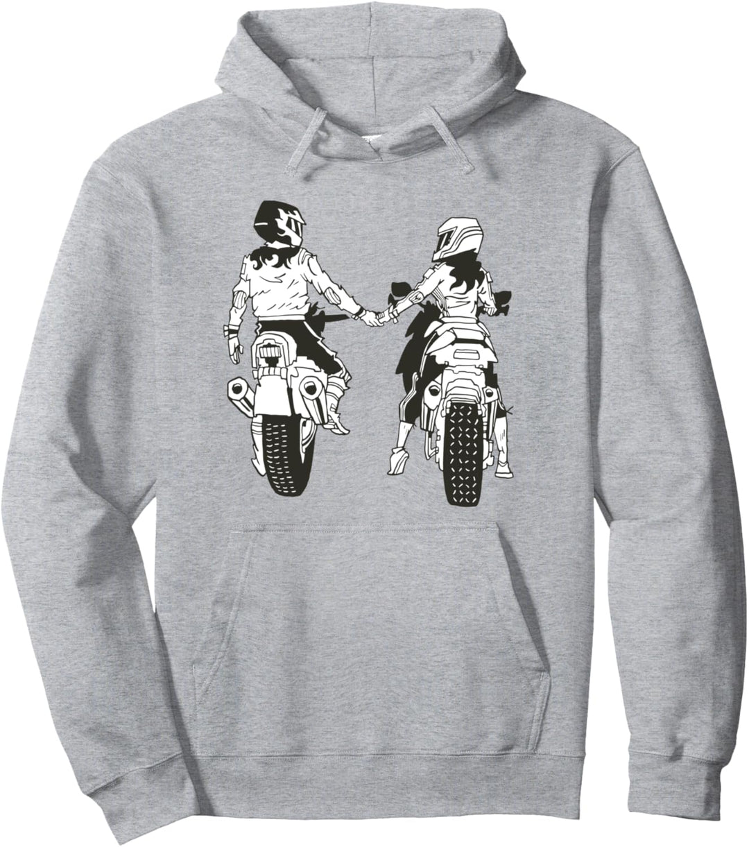 Motorradpaar mit Händen halten Bike Love Pullover Hoodie