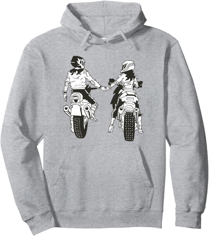 Motorradpaar mit Händen halten Bike Love Pullover Hoodie