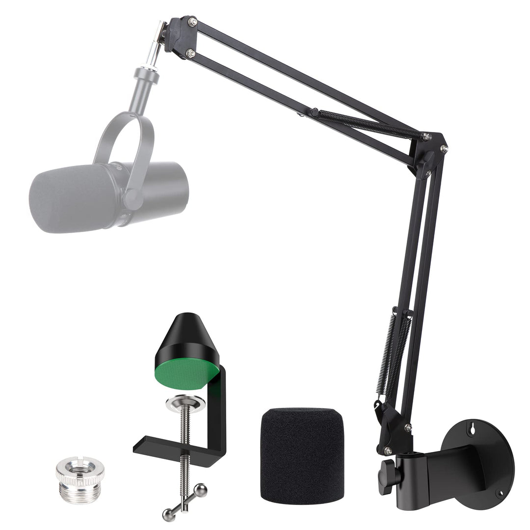 YOUSHARES Mikrofon Arm, Mikrofon Wandhalterung, Metall Tisch Mounting Klemme mit Popschutz für Shure