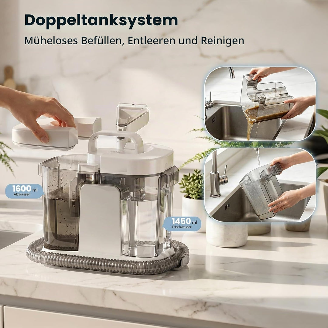 Polsterreiniger Gerät 17Kpa, 600W Teppichreiniger & Waschsauger Profi, Nasssauger Fleckenreiniger mi
