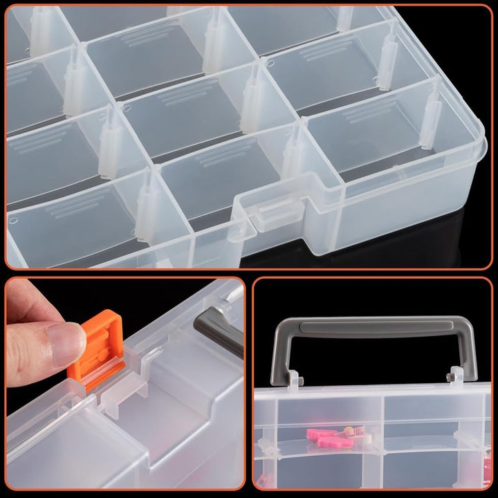 Grosse Organizer-Box Aus Kunststoff mit 48 Fächern und Verstellbaren Trennwänden, Organizer für die