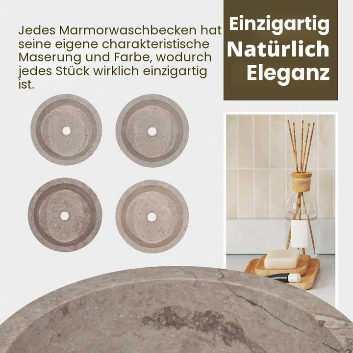 vidaXL Waschbecken Aufsatzwaschbecken Waschtisch Waschplatz Waschschale Handwaschbecken Naturstein B