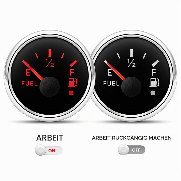 Kraftstoffanzeige, Kraftstoffstandsanzeige 52 mm 0-190ohms mit 7-Farben Hintergrundbeleuchtung Unive