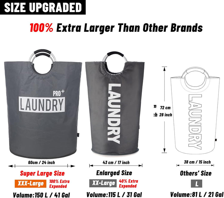 Caroeas 150L Grosser Wäschekorb (8 Farben), Wasserdichter Wäschebehälter, Wäschesammler mit gepolste