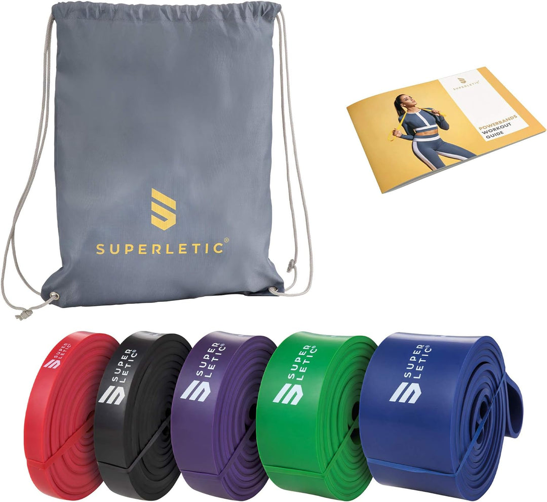 SUPERLETIC Powerbands, Widerstands-Fitness-Bänder, einzeln oder im Set, Pullup-, Resistance und Body