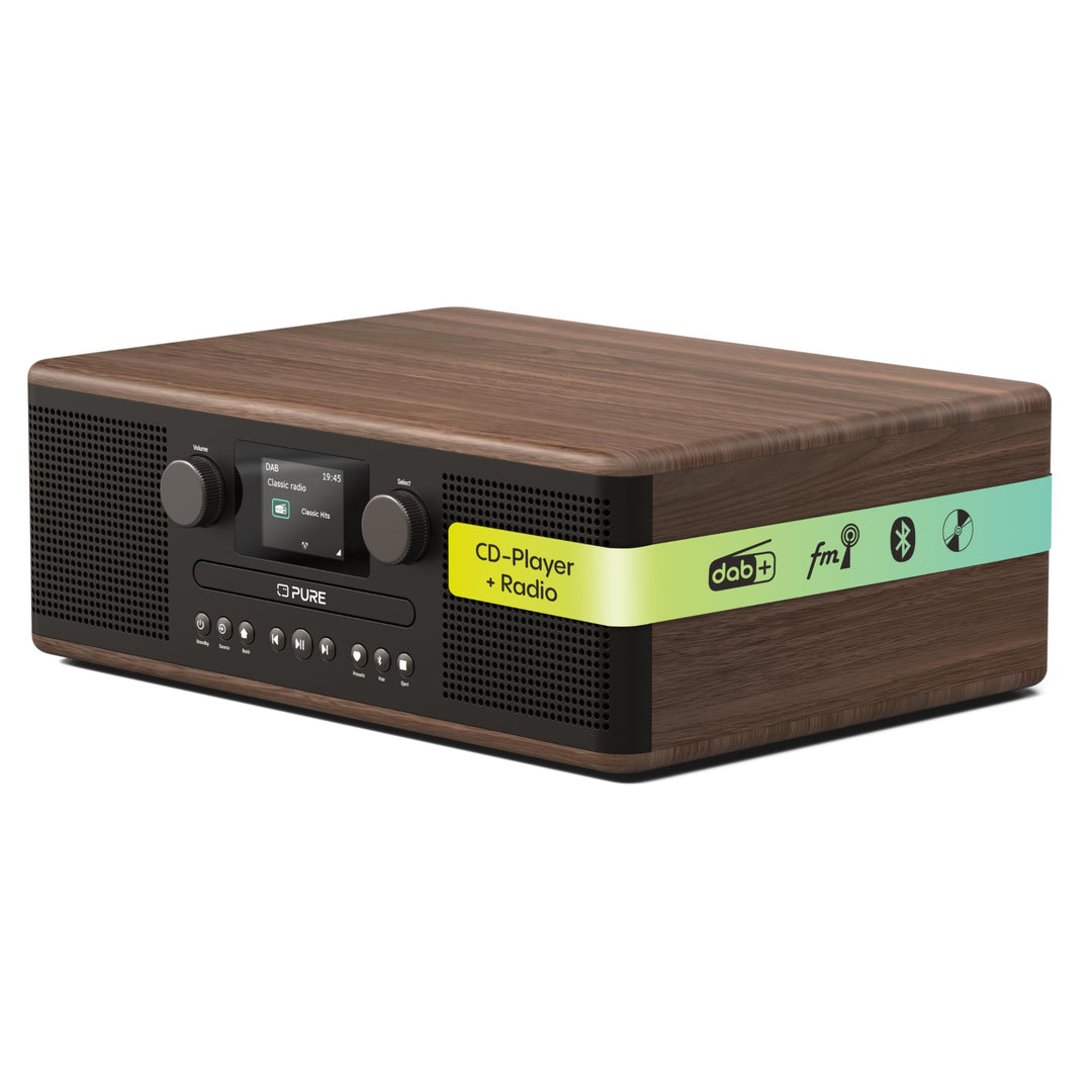 Pure Classic C-D6 Musiksystem (CD-Player, DAB+/FM, Bluetooth, AUX, USB, Wecker, Sleeptimer) Coffee B