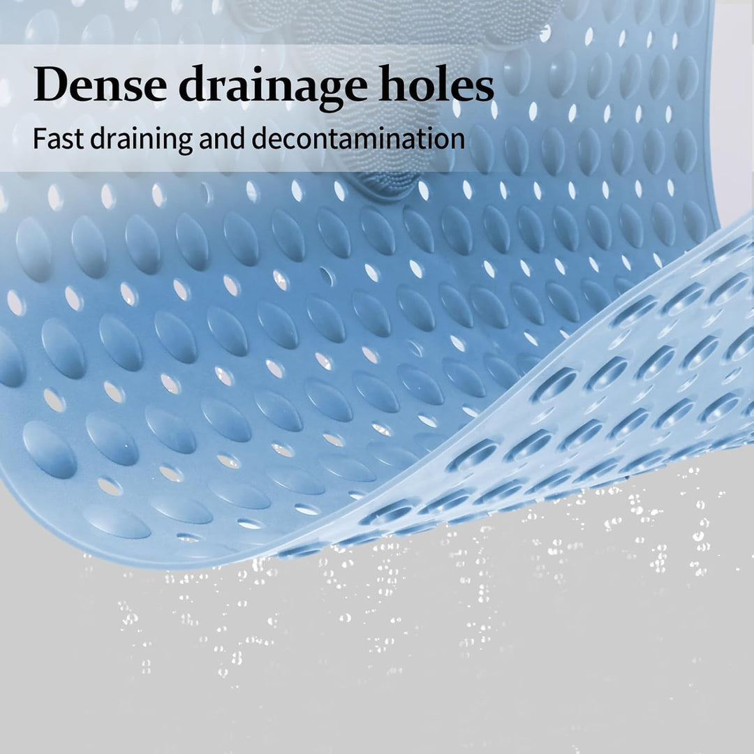Duschmatte rutschfest 80x80cm,Antirutschmatte Dusche aus TPE,Blau | mit Fussbürsten-Zone,mit Saugnäp