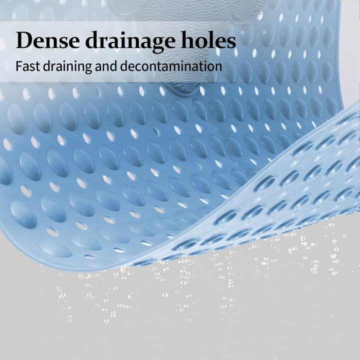 Duschmatte rutschfest 80x80cm,Antirutschmatte Dusche aus TPE,Blau | mit Fussbürsten-Zone,mit Saugnäp