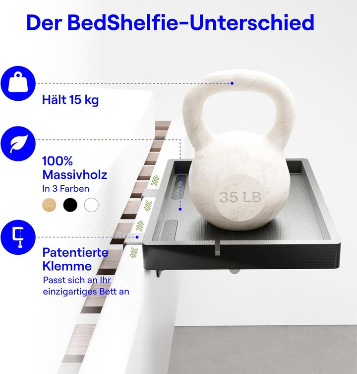 BedShelfie Smallish Nachttischablage für Etagenbett und Obere Etagenbett, College Schlafsaal-Essenti