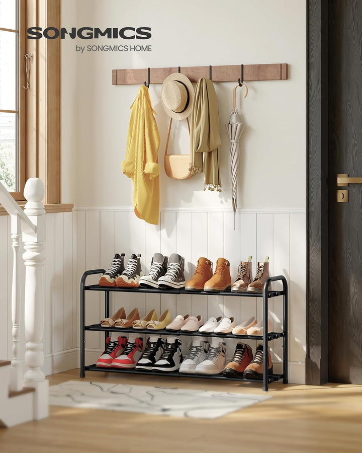 SONGMICS Schuhregal ausziehbar, Schuhablage, Schuh-Organizer mit verstellbaren Ablagen, Schuhaufbewa