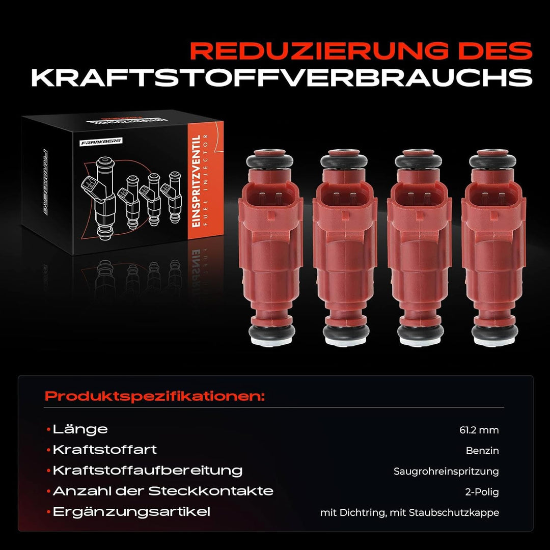 Frankberg 4x Einspritzventil Einspritzdüse Injektor Kompatibel mit Almera II 2000-2006 Primera 1996-