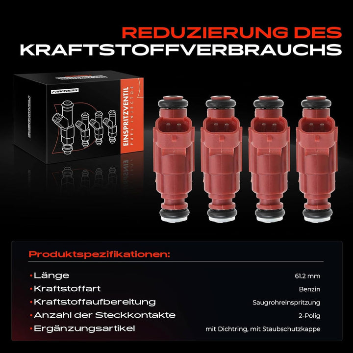 Frankberg 4x Einspritzventil Einspritzdüse Injektor Kompatibel mit Almera II 2000-2006 Primera 1996-