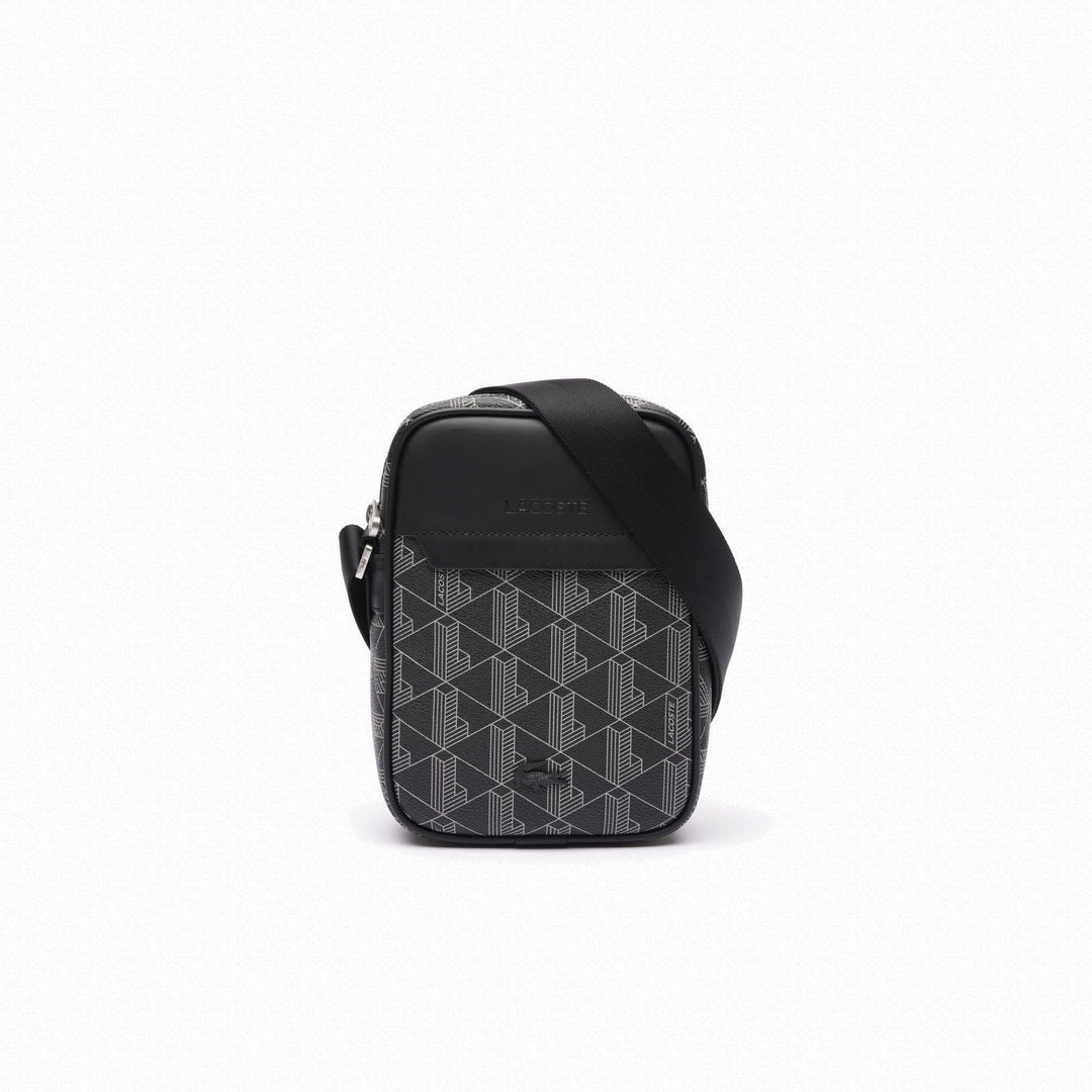 Lacoste Herren Nh4410lx Handtasche, Monogram schwarz grau, Einheitsgrösse, Monogram Schwarz Grau