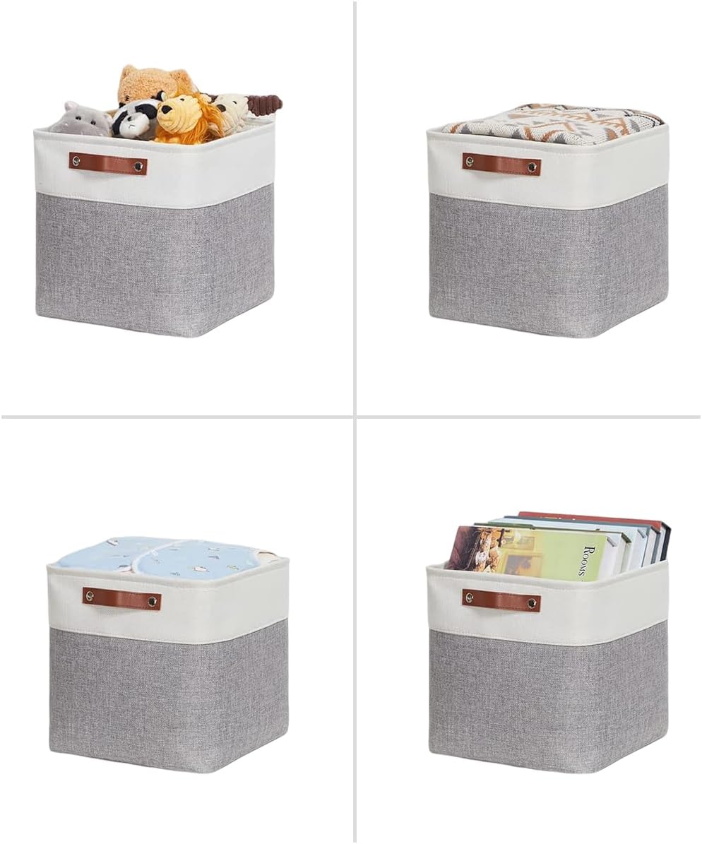 Mangata 4er-Pack Sotrage-Würfel, 28x28x28cm, Weiss & Grau 28cm-4pcs Grau Weiss, 28cm-4pcs Grau Weiss