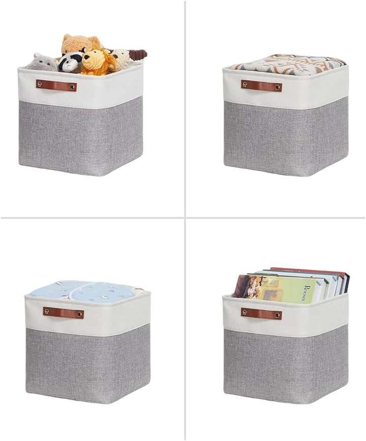Mangata 4er-Pack Sotrage-Würfel, 28x28x28cm, Weiss & Grau 28cm-4pcs Grau Weiss, 28cm-4pcs Grau Weiss