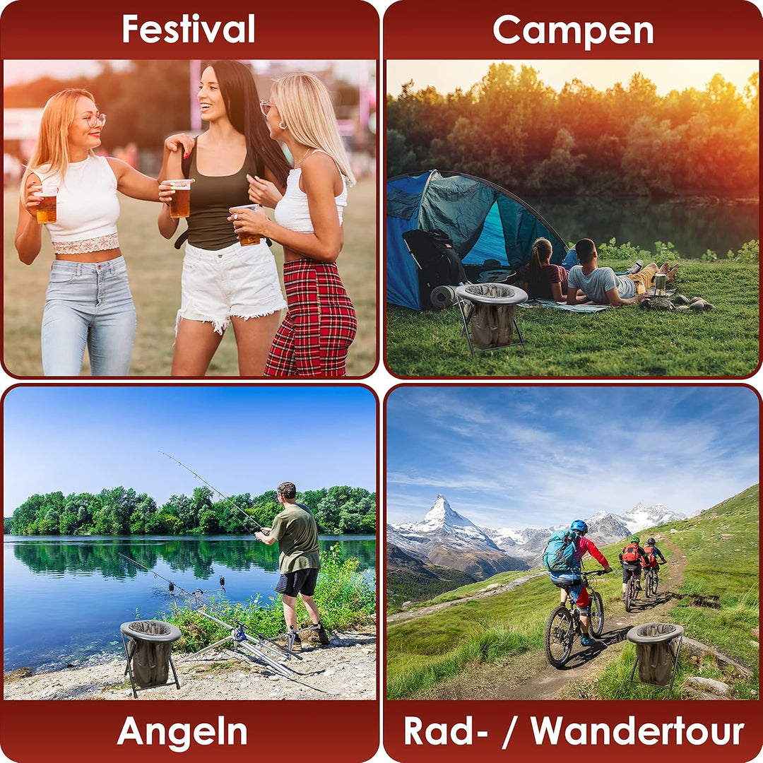 Weidebach® stabile Campingtoilette mit geringem Gewicht, einfach transportierbare Klapptoilette inkl