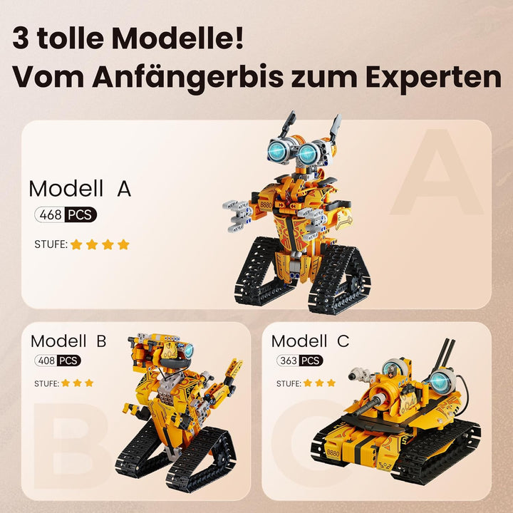 Sillbird Technik Roboter für Kinder Bausatz Bauspielzeug, 3-in-1 Roboter mit Bluetooth-Fernsteuerung