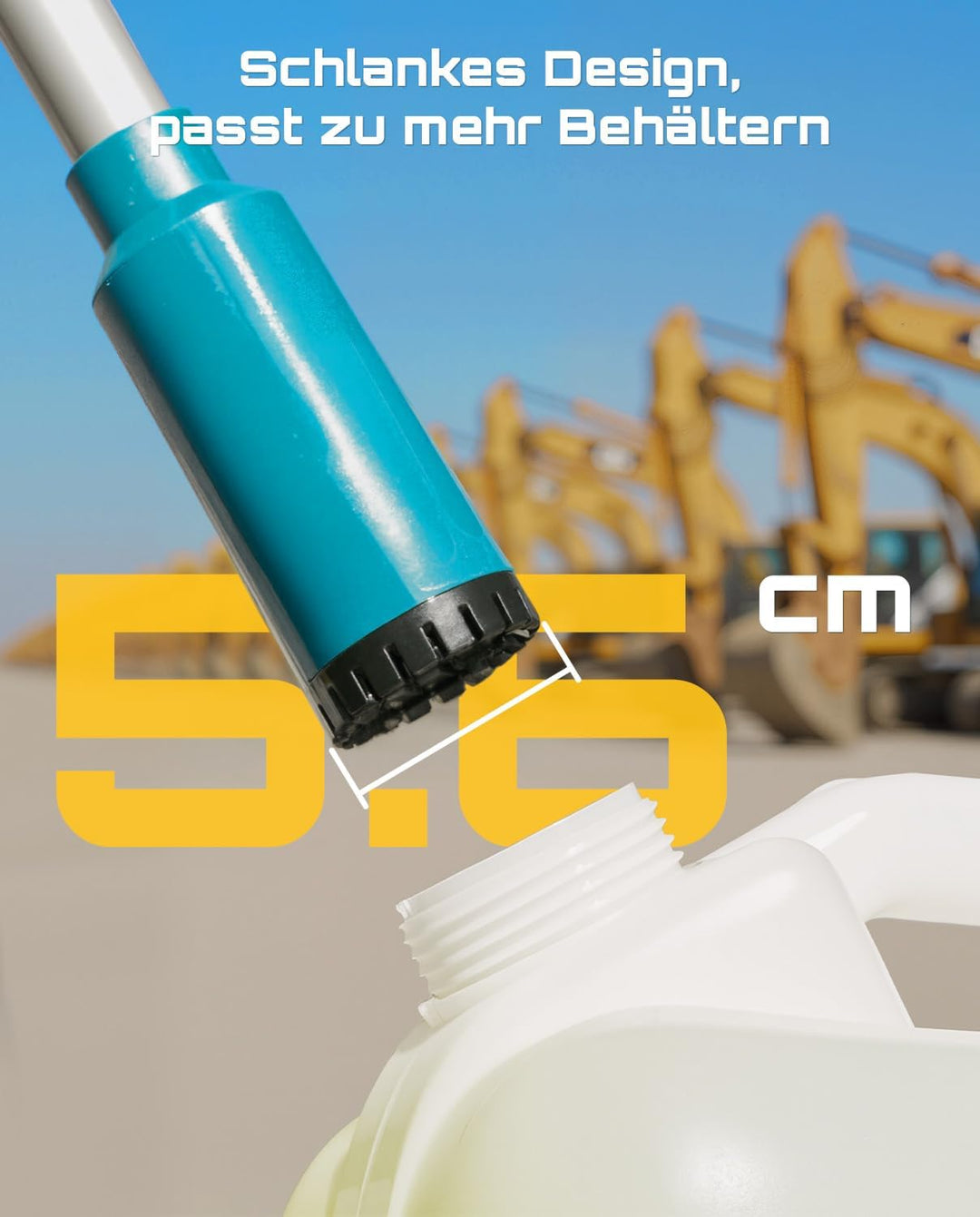 SEESII Kabellose Stab-Wasserpumpe, 5,6cm Filter-Ø, akkubetriebene Diesel-Transferpumpe, 60 Min Laufz
