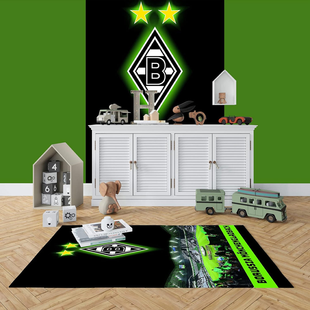 Borussia Mönchengladbach Teppich Borussia-Park 100 x 120cm rutschhemmend lärmhemmend Fan-Teppich Kin