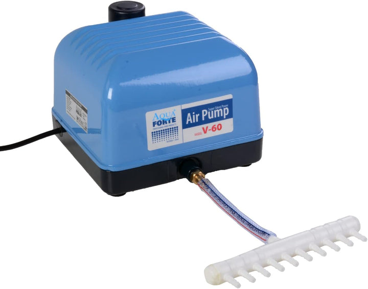 AquaForte Hi-Flow V-60 Luftpumpenset, Komplettset mit Luftverteilern, 50 m Schlauch 4 x 6 mm und 10