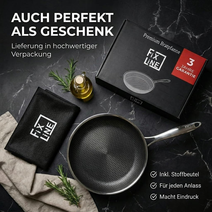 FIXLINE® Wabenpfanne Ø28cm - alle Herdarten inkl. Induktion - Kratzfeste Antihaftbeschichtung ohne P