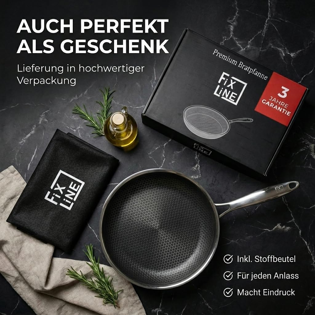 FIXLINE® Premium Wabenpfanne Ø20cm - alle Herdarten inkl. Induktion - kratzfeste Antihaftbeschichtun