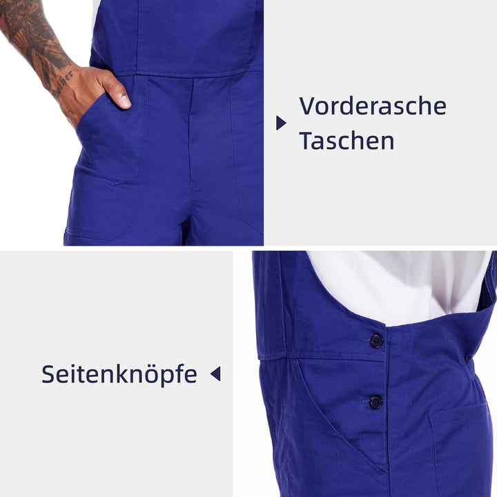 WORK IDEA Arbeits-Latzhose für Männer Multi Pocket Technology Herren Arbeitslatzhose Königsblau M, K