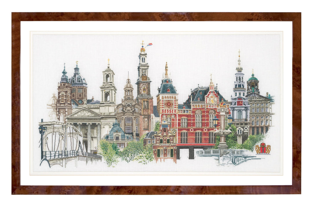 Thea Gouverneur - Kreuzstich-Set - Amsterdam - Leinen - 36 Count - Für Erwachsene - 450 450 White Am