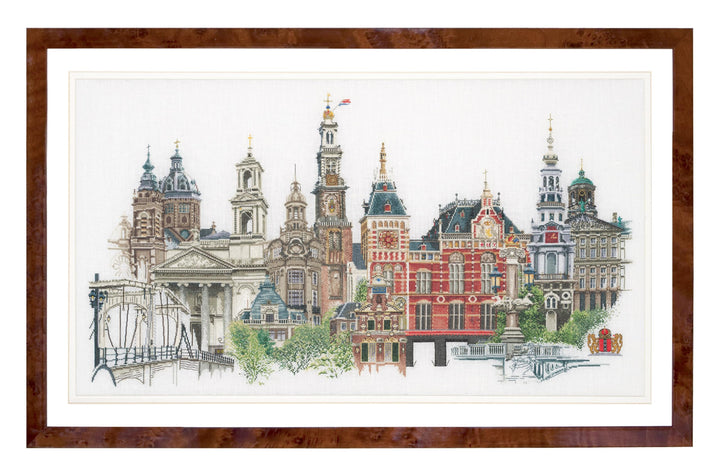 Thea Gouverneur - Kreuzstich-Set - Amsterdam - Leinen - 36 Count - Für Erwachsene - 450 450 White Am