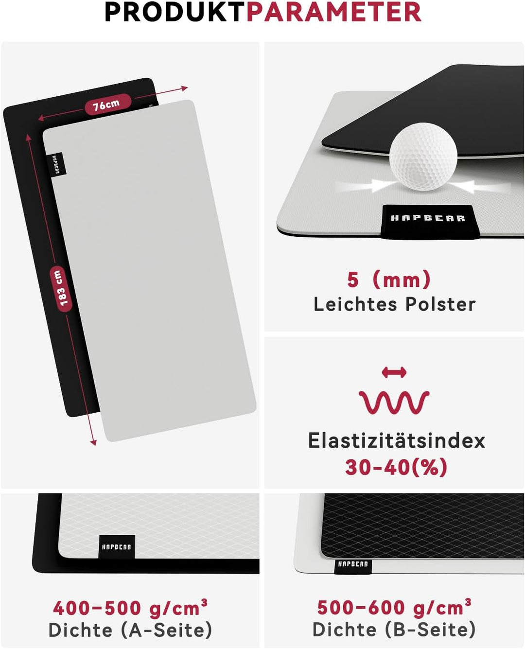 HAPBEAR Yogamatte XXL - 183cmx91cmx6mm Dicke, Extra Gross Rutschfest Breit Yoga Matte, Gymnastikmatt