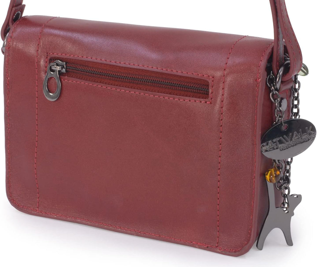Catwalk Collection Handbags - Leder - Klien Umhängetasche/Schultertasche - FLORENCE Rot Cs, Rot Cs