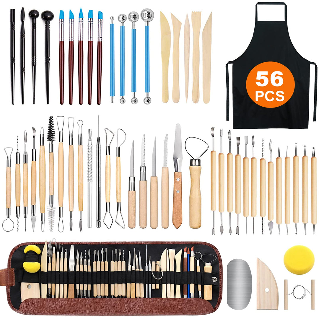 TWBEST Modellierwerkzeug Set,56 Stück Modellier-Werkzeug Sculpting Werkzeug,Polymer Clay Werkzeuge P