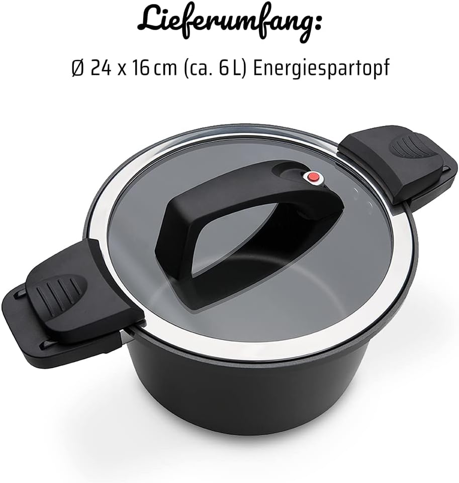GSW Nero Energiespartopf Gourmet – hochwertiger Kochtopf mit Deckel, ideal für energiesparendes und