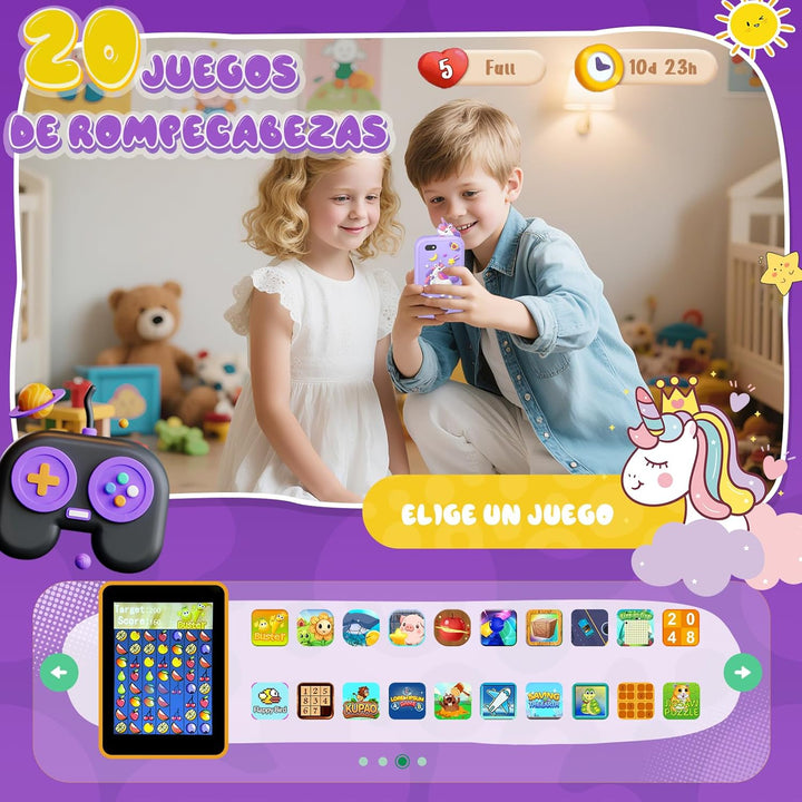 Fippesax Kinder Handy Smartphone Spielzeug, Kinderkamera Handy für Mädchen & Jungen, 20 lernspiele,