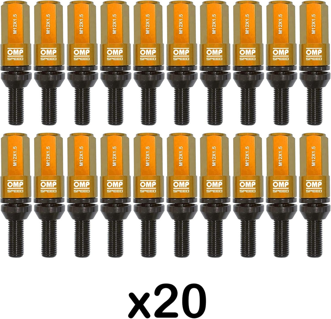 Omp Speed Schraubenset Performance mit Aluminiumschutz M12X1.5 Hex 17-19, L 28 mm, Aluminium Orange