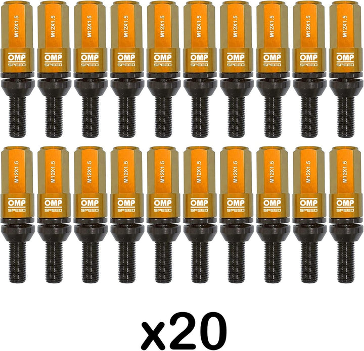 Omp Speed Schraubenset Performance mit Aluminiumschutz M12X1.5 Hex 17-19, L 28 mm, Aluminium Orange