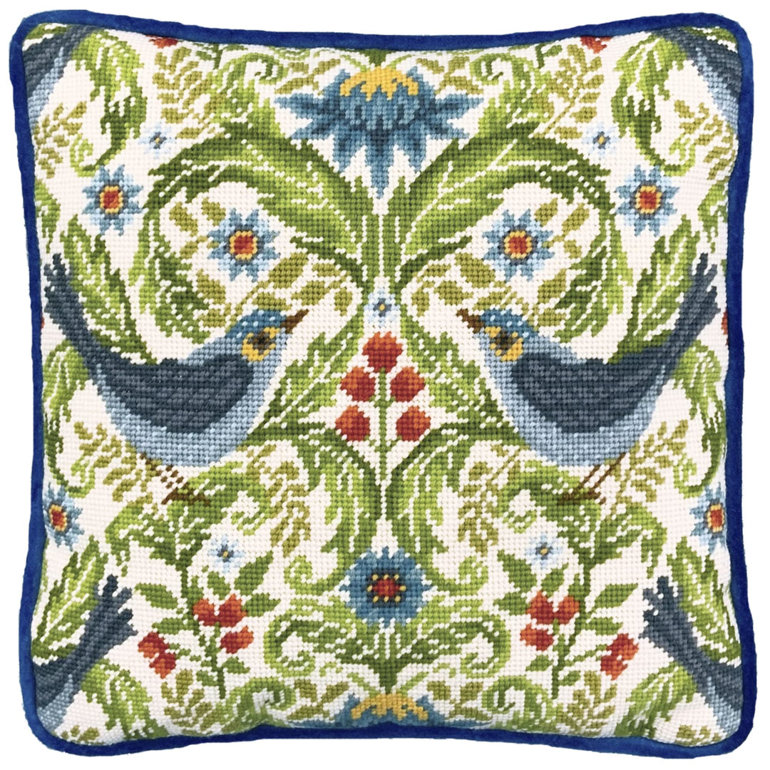 Gobelin-Stickkissen Set "Sommerdrossel-Tapisserie"