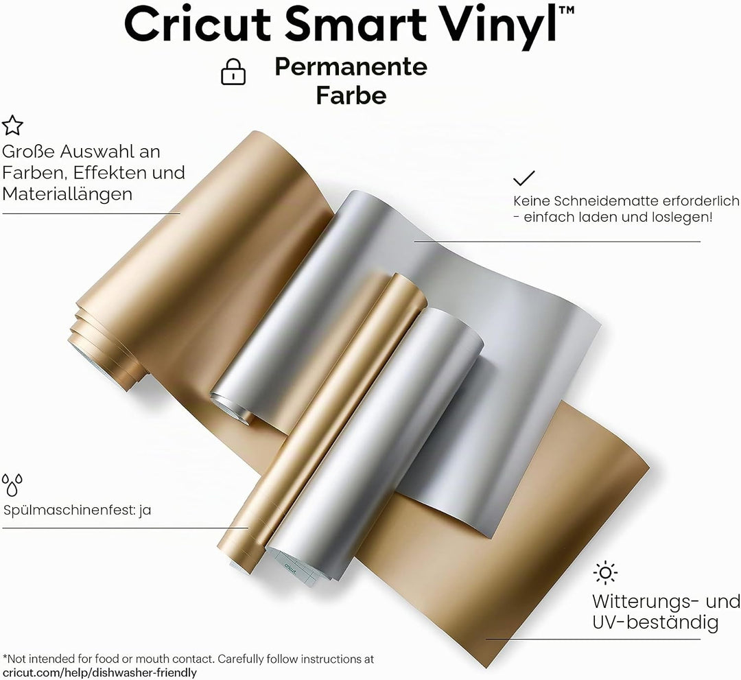 Cricut 2008659 Smart Vinyl Permanent | 1 Sheet | 33cm x, Matte Metallic Silver, 3.6m (12ft)