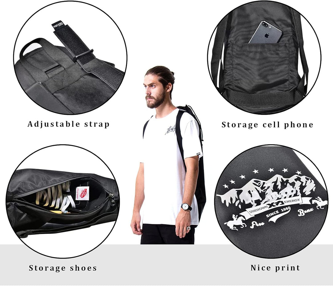 xxiaojun Skateboard Backpack,Double-Warped Electric Land Surfboard,Foldable Waterproof Travel Skateb