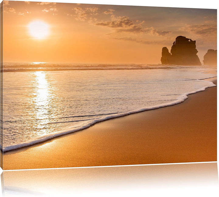 Sonnenuntergang Ozean, Format: 100x70 auf Leinwand, XXL riesige Bilder fertig gerahmt mit Keilrahmen